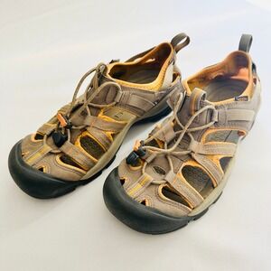 KEEN Owyhee Sport Sandals Men 9 Brown Orange SlipOn Water Hiking Fisherman Shoes